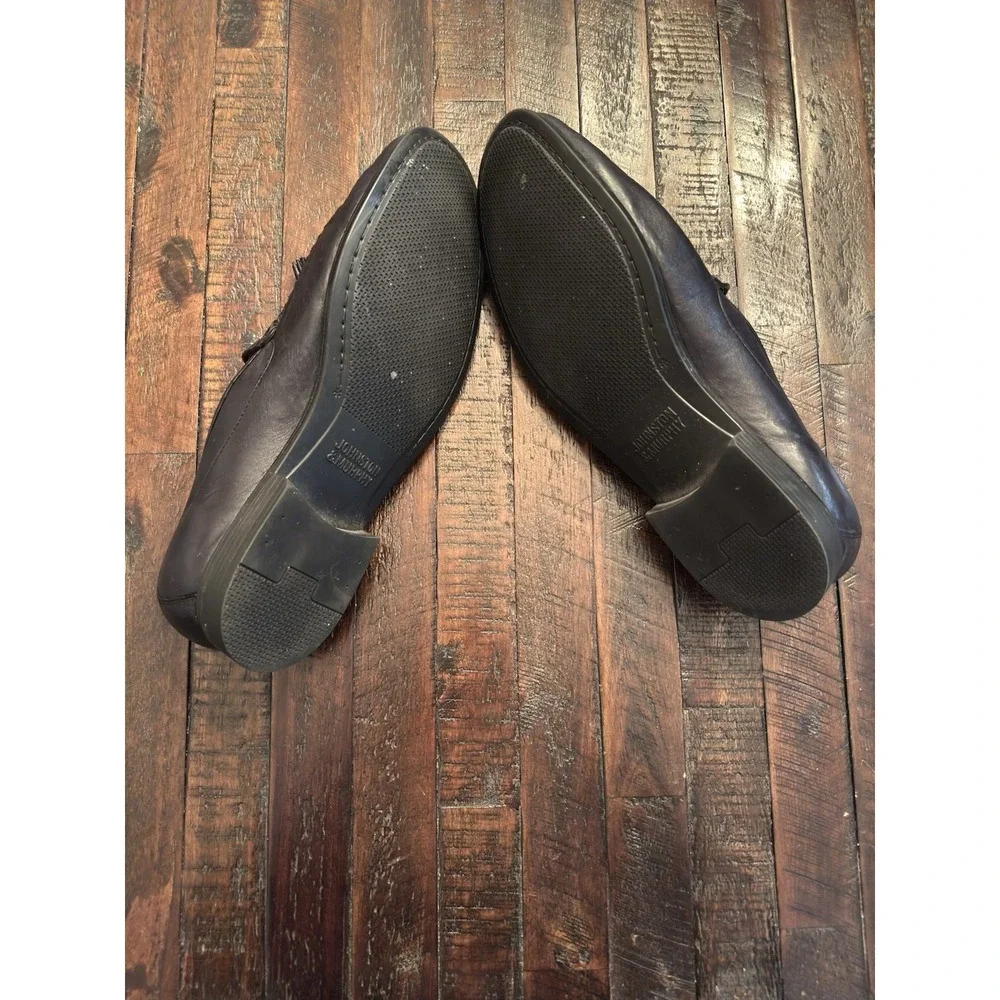 Johnston & Murphy Men's 11M Black Sheepskin Leather Woven Tassel Dress Loafers